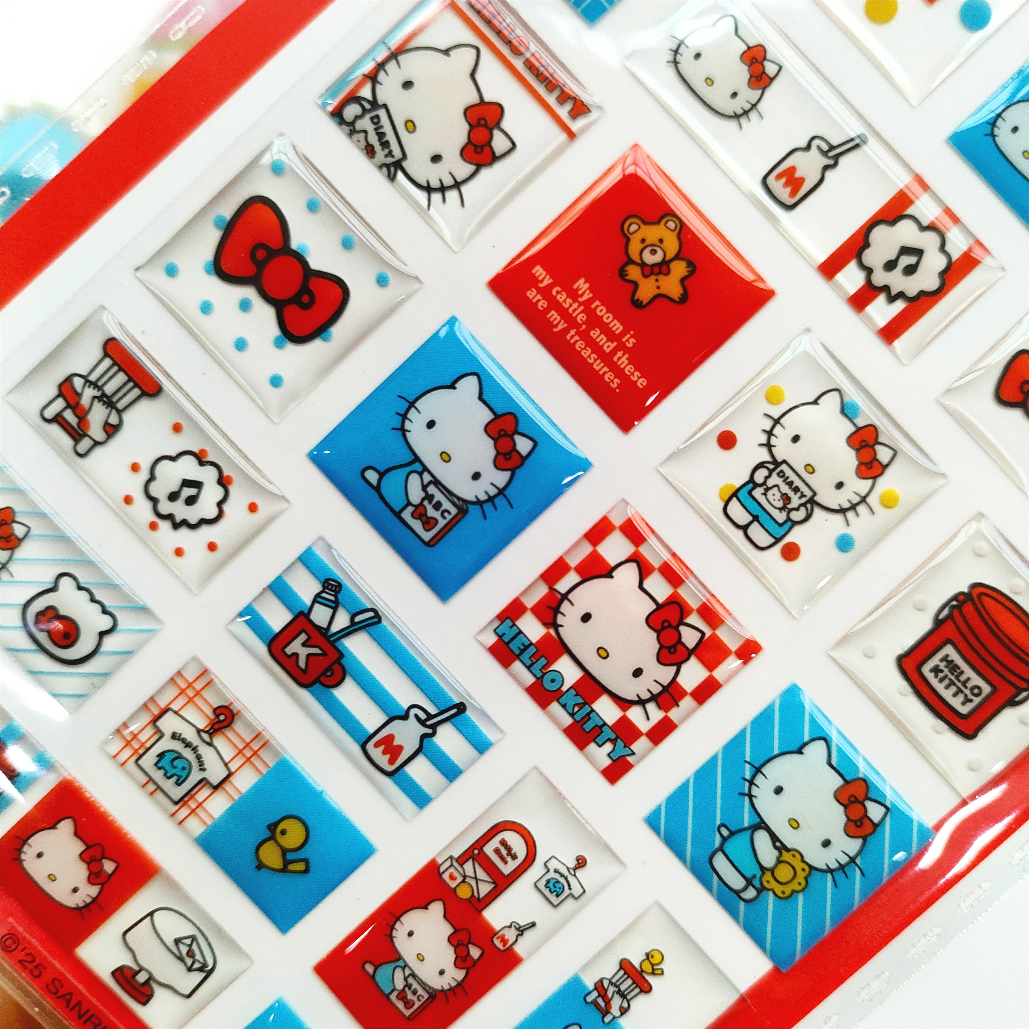 Nuovi Adesivi Quadrati in Resina Epossidica Hello Kitty Moe Move - Decorazioni in Cristallo, Giocattoli per Ragazzi e Ragazze, Regali per Bambini