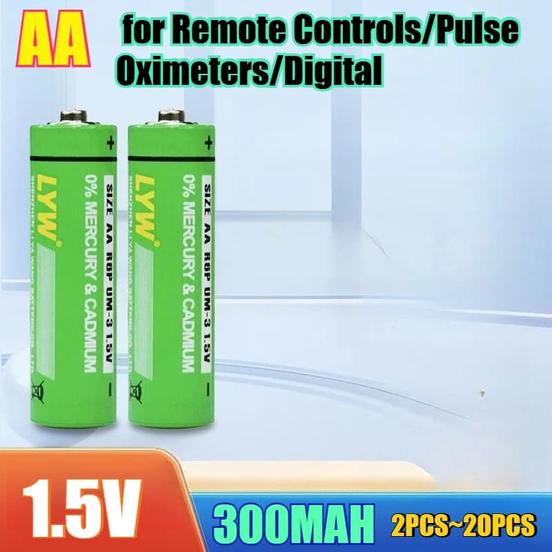 300 mAh AA R6P Carbon Zinc Battery, eco-friendly, without mercury, for remote controls/digital scale, leakproof design