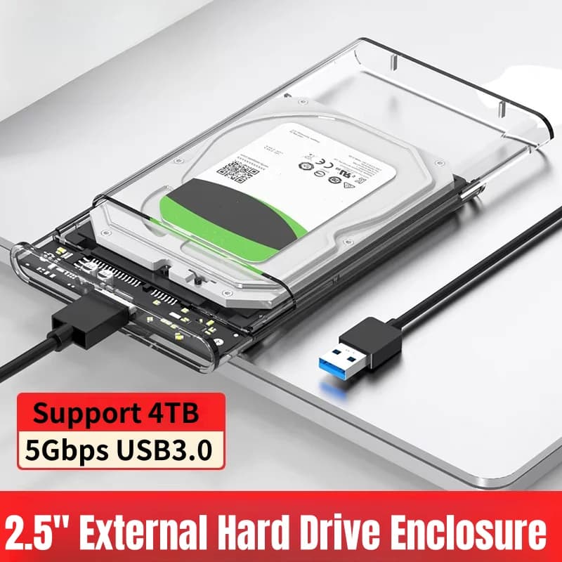 Custodia per disco rigido USB 3.0/Tipo C a SATA III per HDD da 2,5 pollici SSD Custodia per disco rigido esterno Scatole per disco rigido Supporto UASP HDD Box