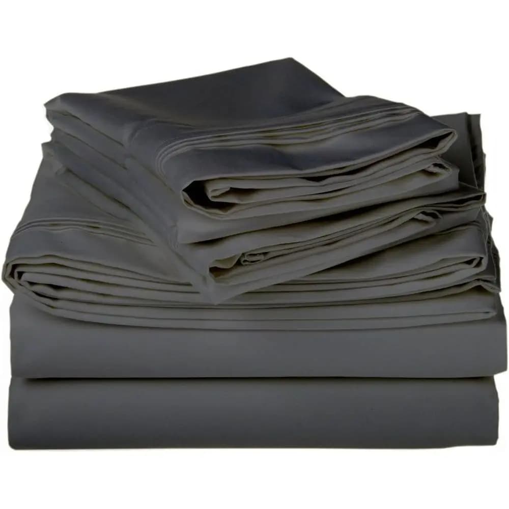 Set di lenzuola per hotel a 4 pezzi in cotone egiziano 100% a 500 fili, con lenzuolo con angoli profondi 33 cm, colore grigio