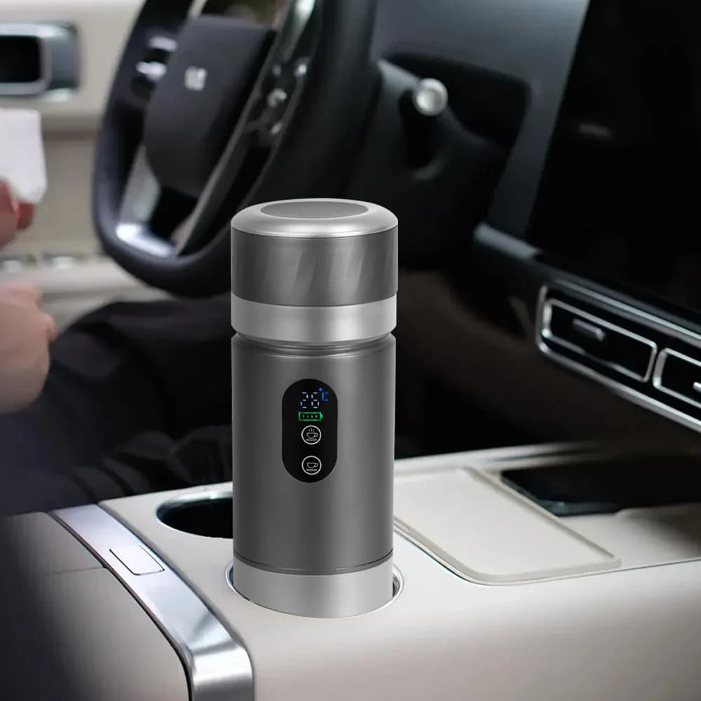 Macchina da Caffè Espresso Portatile Autoriscaldante con Schermo LED, Mini Macchina per Caffè Caldo e Freddo a Batteria per Casa, Ufficio e Viaggi