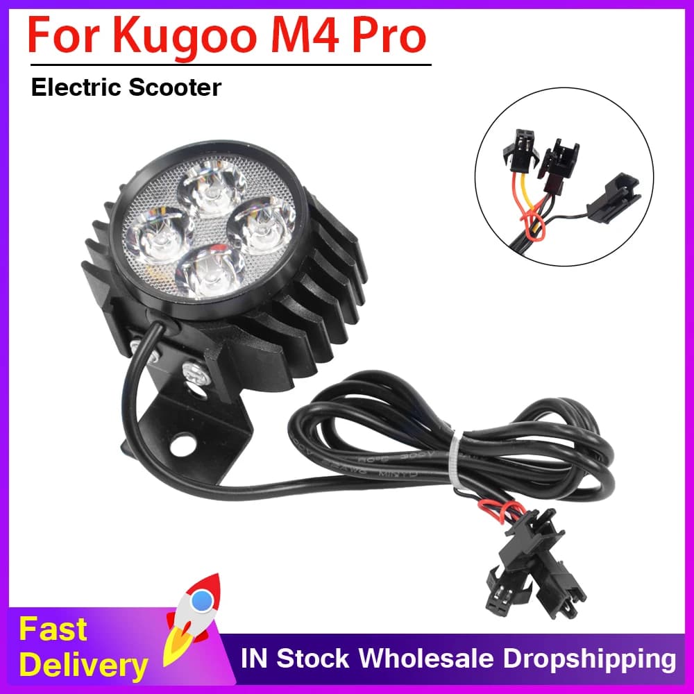 Luce anteriore per scooter elettrico per KUGOO M4 PRO Accessori per fari di ricambio con clacson 12-80V Grandi luci
