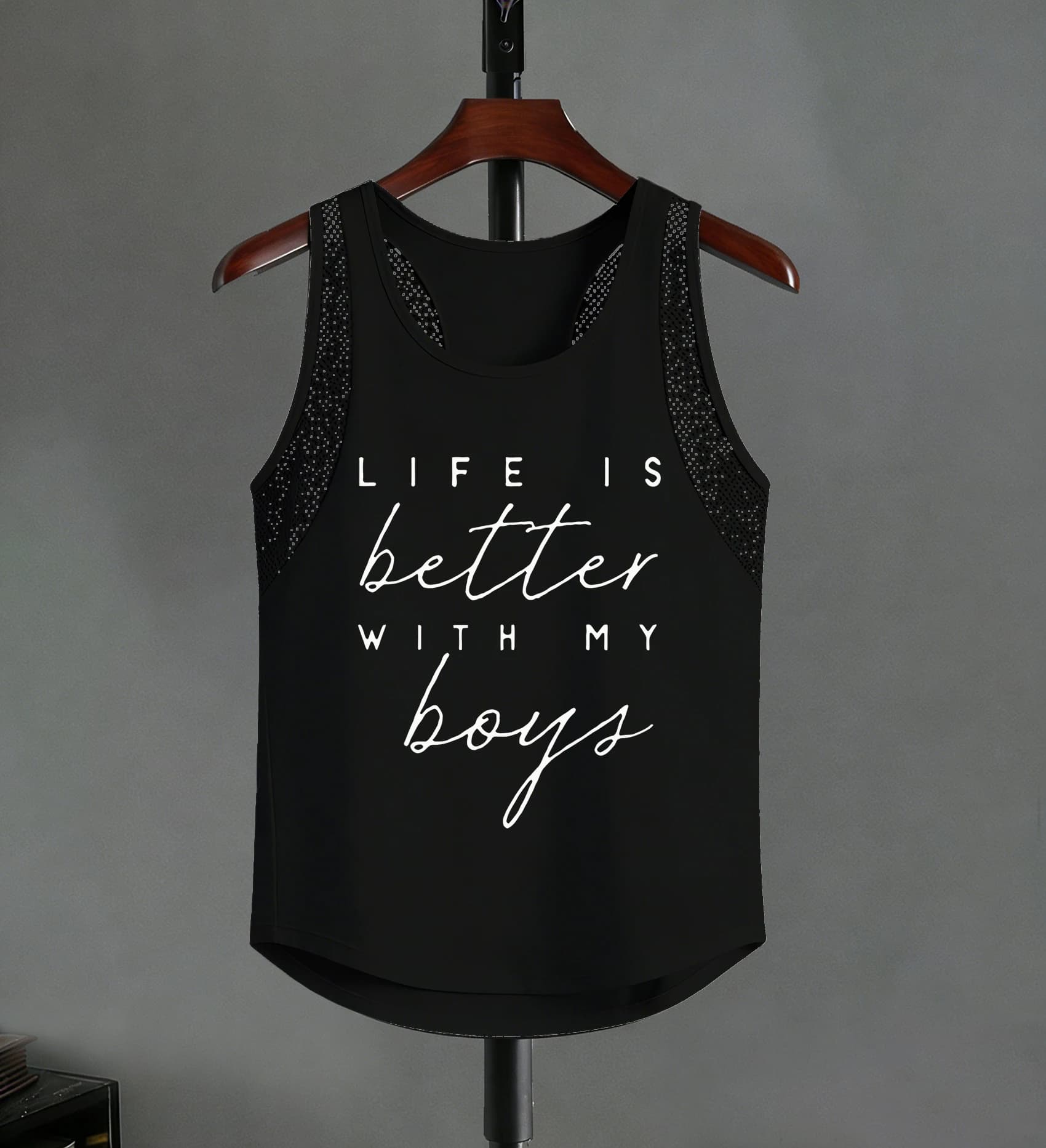 Life Is Better With My Boys Design Gilet reticolari da uomo alla moda, gilet senza maniche morbido, unisex, per le vacanze