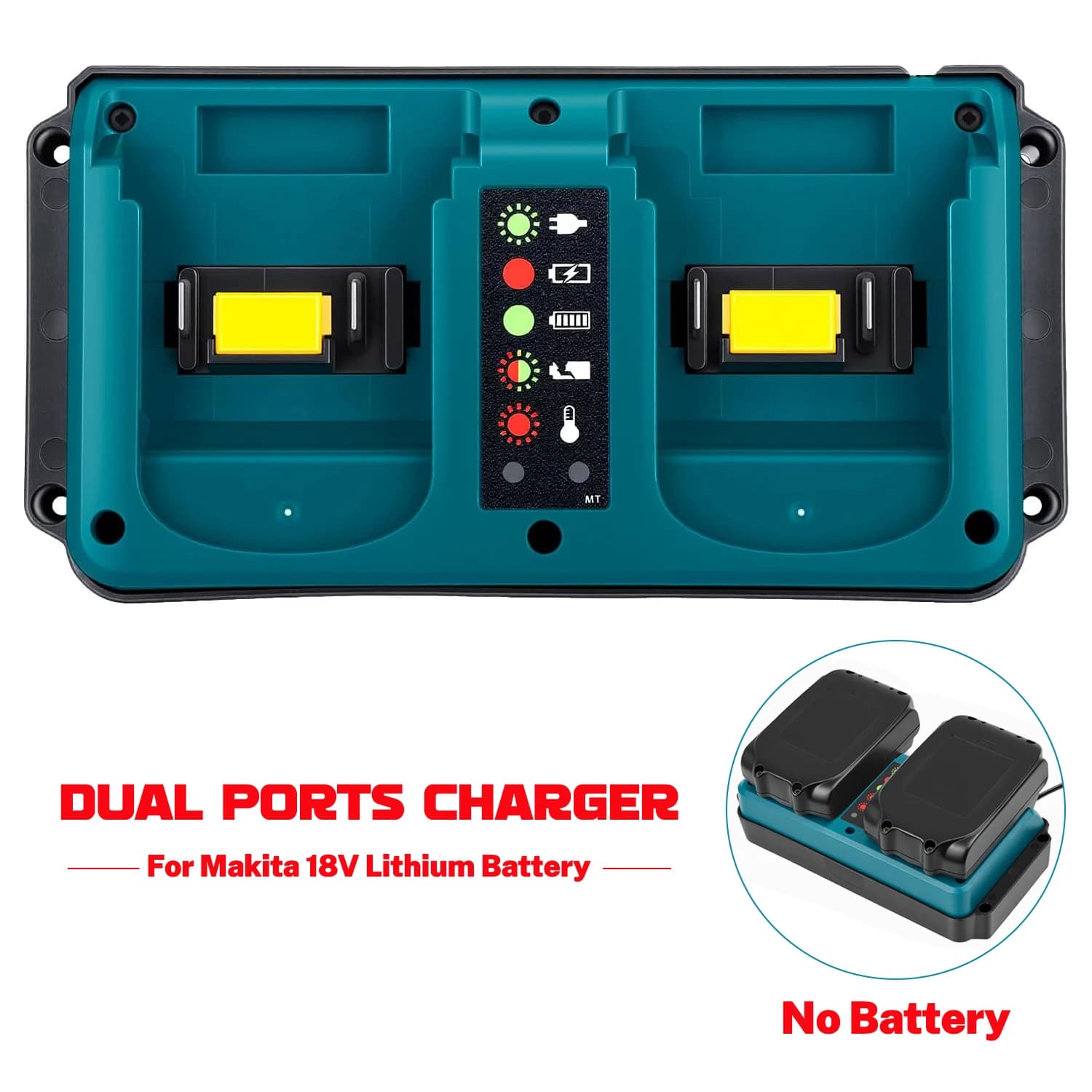 Stazione di ricarica a doppia porta per batteria al litio Makita 18V LXT, caricabatterie rapido portatile DC18RD per BL1830 BL1860B BL1850B BL1430