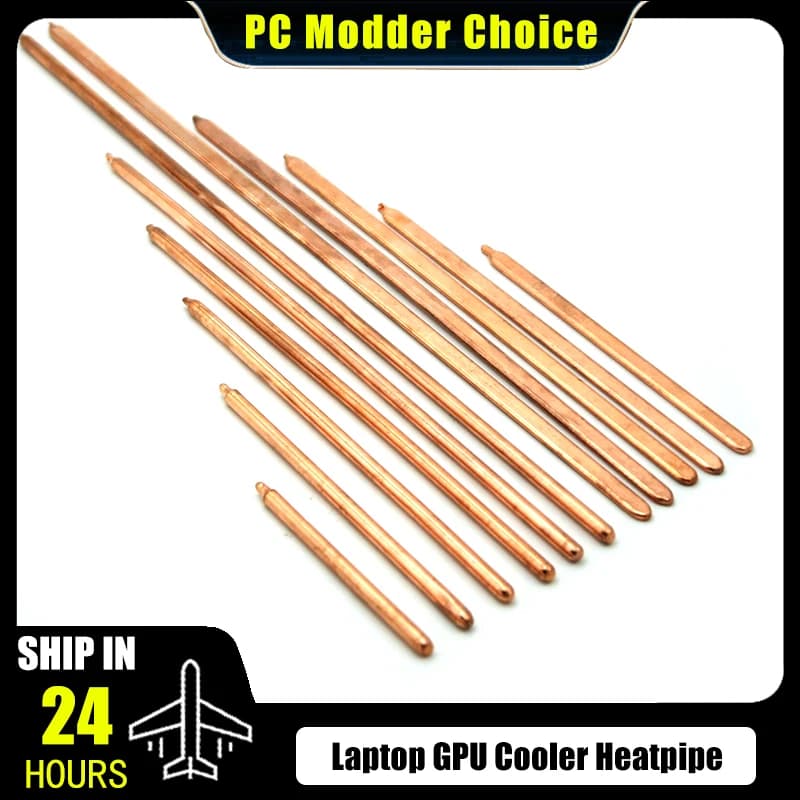 Dissipatore di calore per GPU laptop, heatpipe, tubo di raffreddamento in rame per GPU e RAM notebook, piatto 8*3mm, rotondo OD6mm, 150mm-400mm