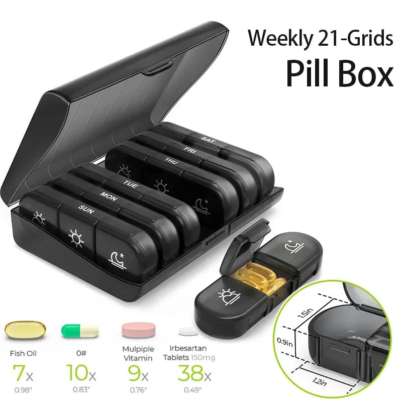1 Set 7 Giorni Settimanale Portapillole Portapillole Medicina Tablet Box Portatile da Viaggio Farmaci Organizzatore di Immagazzinaggio Scomparti Segreti Portapillole
