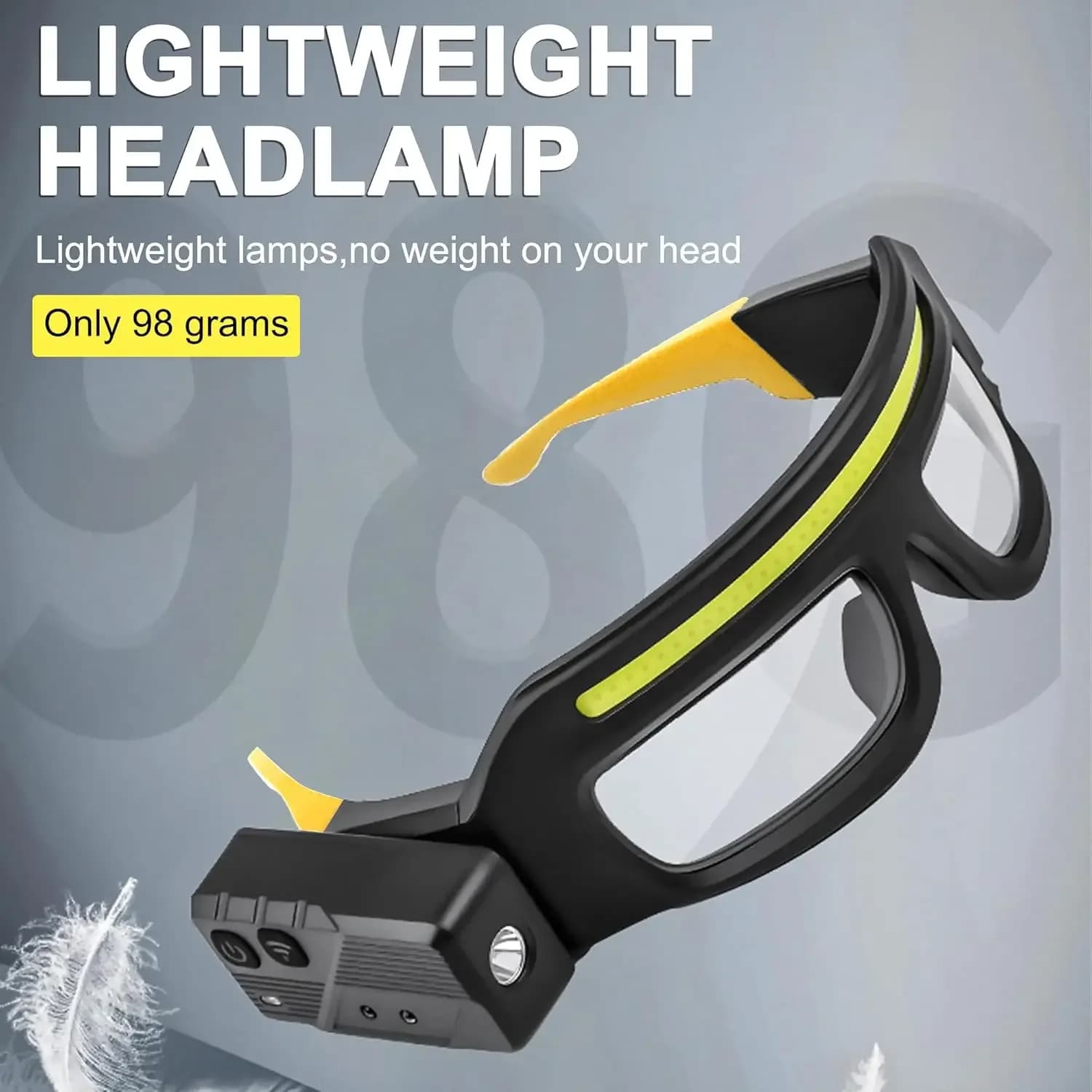 Lampada frontale a LED COB, luce da lavoro a doppia sorgente luminosa, ricaricabile tramite Type-C, impermeabile IPX4, occhiali di sicurezza protettivi