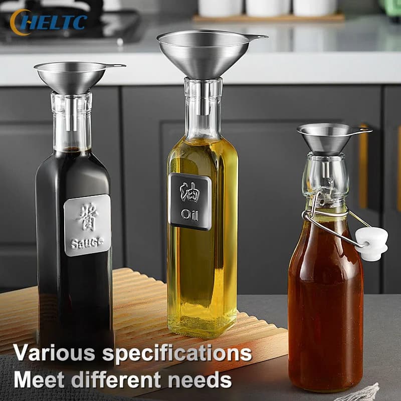 Set da 3/4/5 pezzi di imbuto da cucina in acciaio inossidabile, imbuto in metallo per alimenti per riempire bottiglie, imbuto piccolo per oli essenziali e spezie