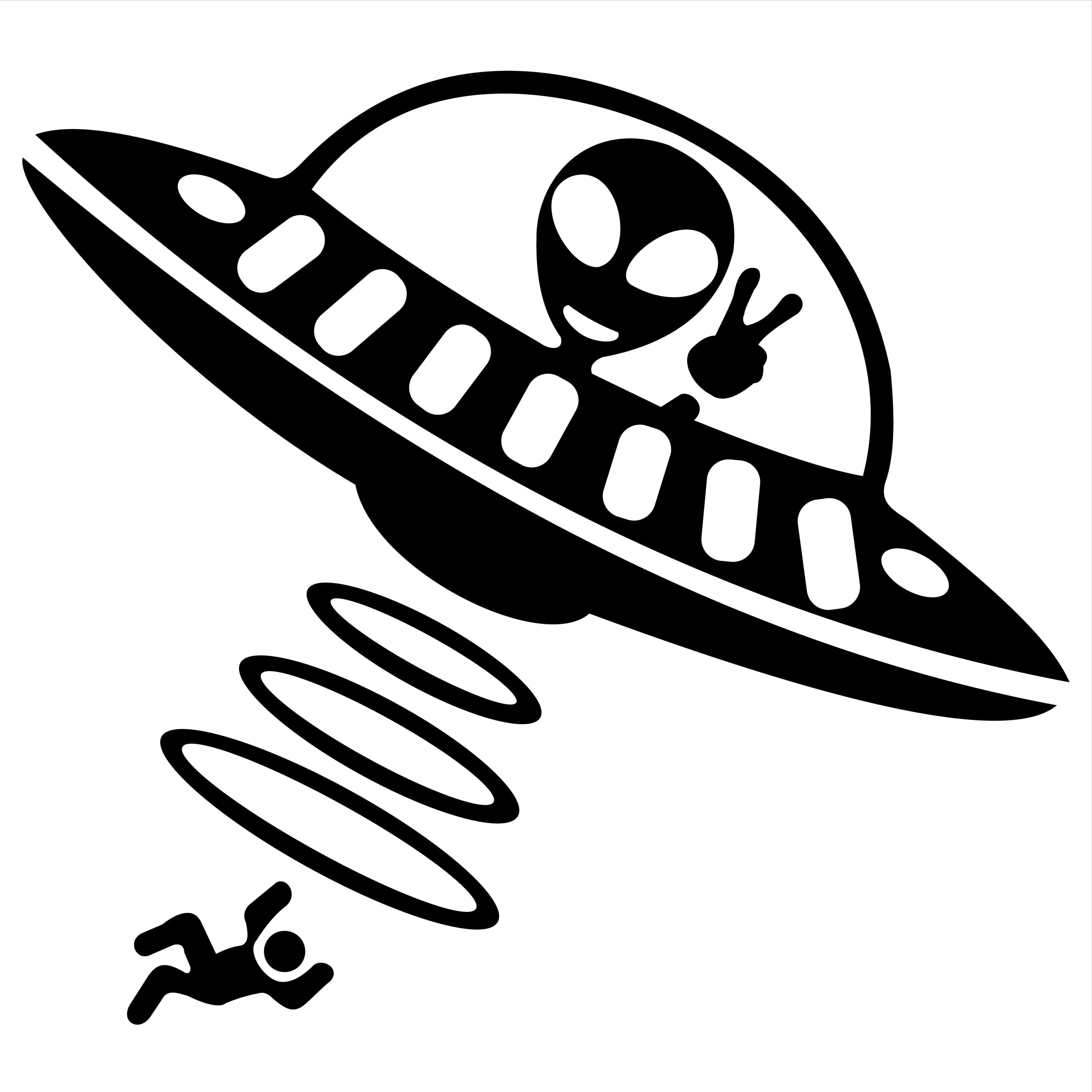 Nuovo Design UFO Fun Creative Jeep Car Decal carta decorativa Wind Glass Alien Abduction Reflective Cartoon decalcomania impermeabile, 10cm