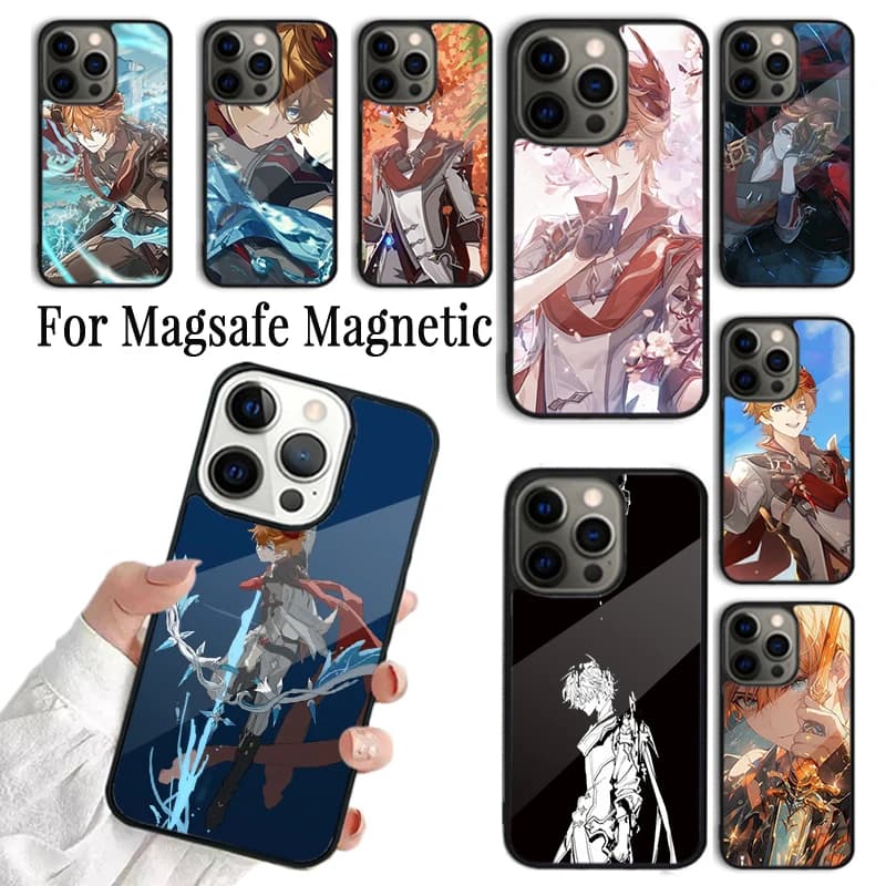 Cover per telefono Genshin Impact Tartaglia per iPhone 17 16 15 14 13 12 11 Pro Max Plus Magnetica per Magsafe