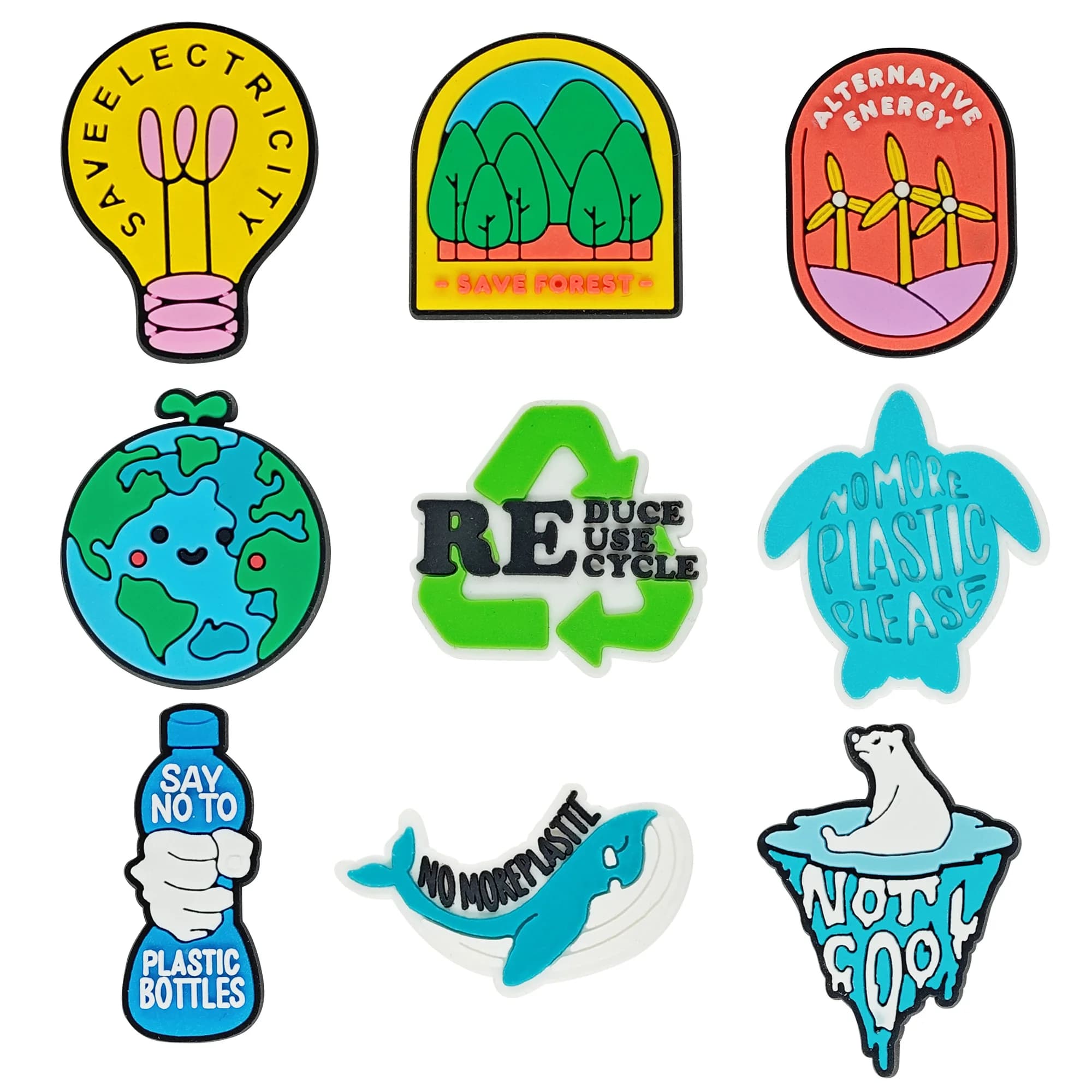 1-9 pz ridurre il riutilizzo riciclare salva terra foresta PVC ciondoli per scarpe fibbia braccialetti foro pantofola accessori decorazioni regalo per bambini