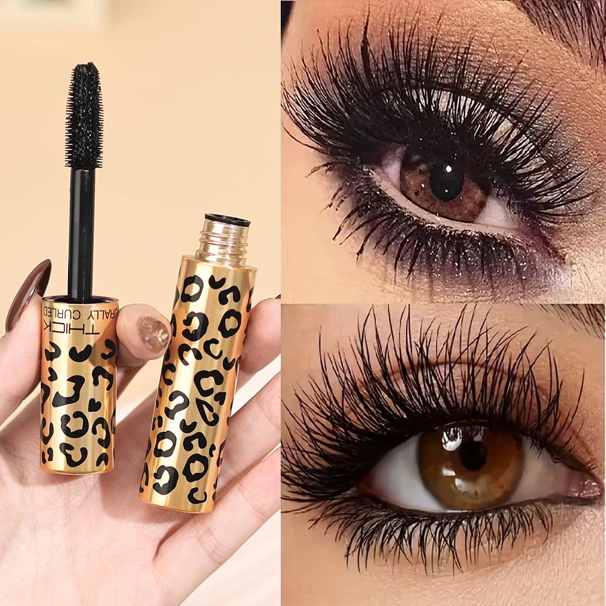 Mascara 4D - Waterproof, Long Duration and Moisturizing, Natural Effect, Anti-slips with Formula to Shark Vegetal for All Skin Types