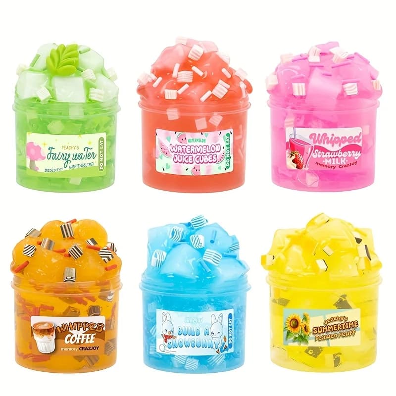 Set di melma di cristallo croccante con cubo di gelatina da 2,37 once Set di melma trasparente appiccicoso fai da te fango elastico non appiccicoso Bomboniere Regalo di compleanno