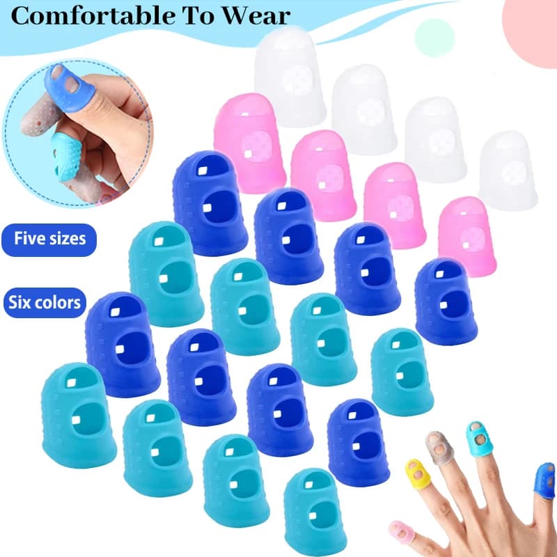 5 pezzi manica per dito in silicone antiscottatura ago flip libro soldi che suona pianoforte ditale punta scavata traspirante