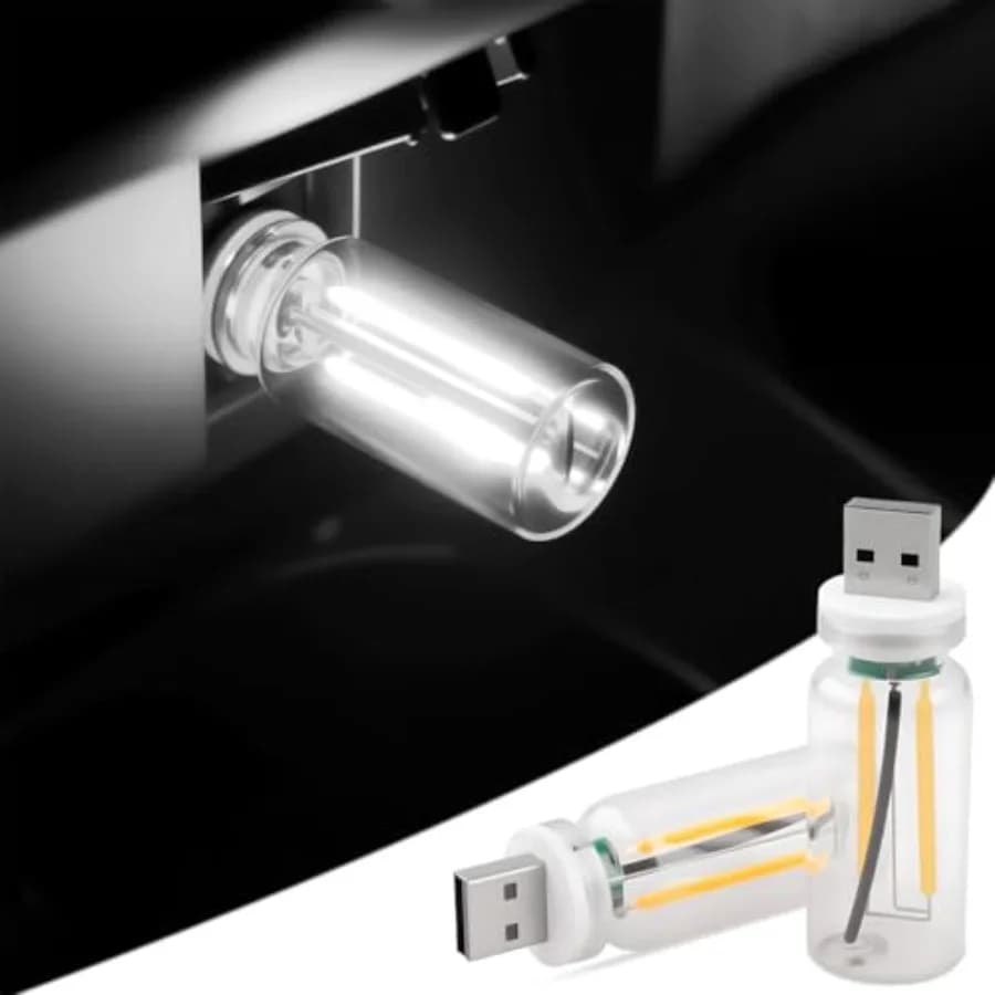 2PCS USB Lights for Car, Touch Dimmable Retro Car Lamp Interior LED Ambient Lighting, Portable Mini Glass Bottle LED Bulb Night