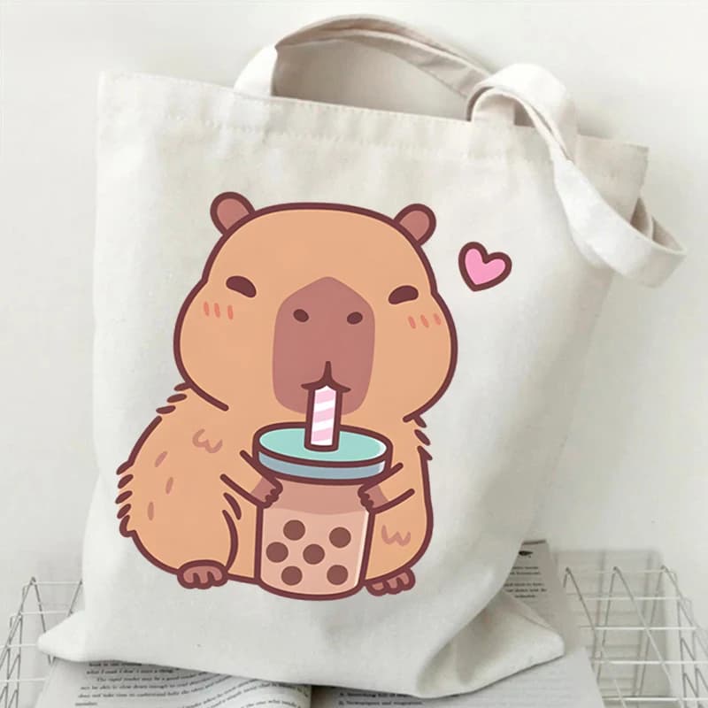 Borse da Donna Bobo Tea con Grafiche di Capibara, Borsa a Tracolla Stile Harajuku, Borsa Shopper alla Moda con Cartoni Animati, Borsa Laterale per Signore