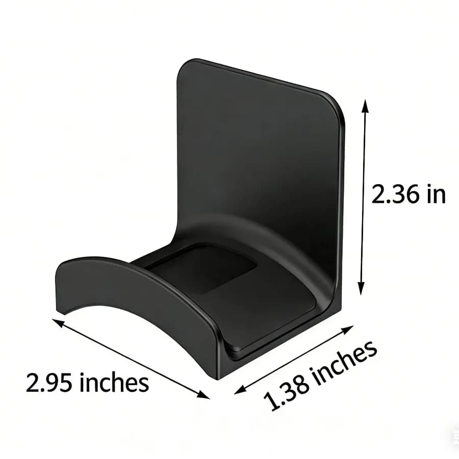Universal hook for wall and desk mounting for headphones and game controllers (black)