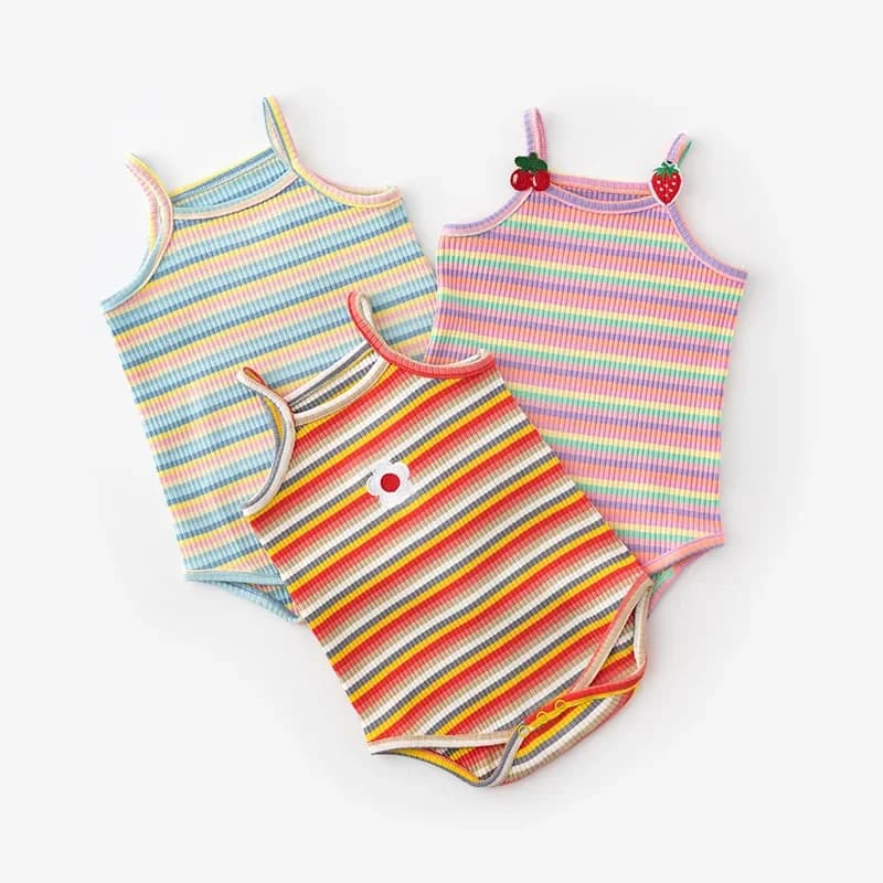 Somenie Neonato Estate Triangolo Tuta Vestiti Infantile Carino Arcobaleno Sling Vest 3-6-9-12-18M Babe Pigiama