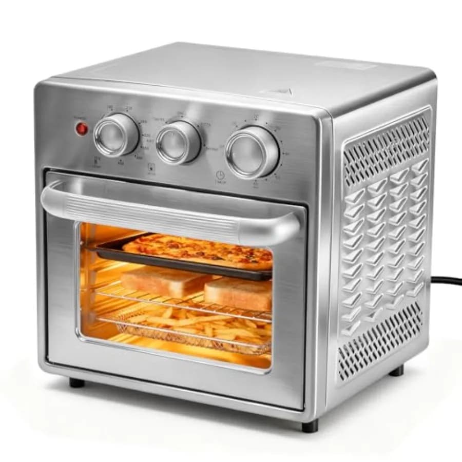 Forno Tostapane e Friggitrice ad Aria Combinati 16.9QT da Appoggio, 5 Funzioni in 1, 4 Accessori Inclusi, Acciaio Inossidabile, Fino a 450°F ° F