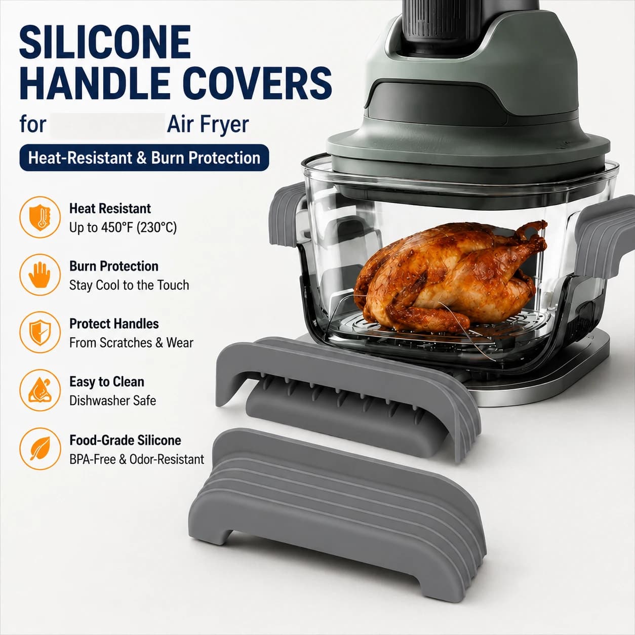 2 Pezzi Copri Manici in Silicone per Friggitrice ad Aria Ninja Crispi, Protezione dal Calore per Contenitori in Vetro da 2.5/4/6QT, Accessori