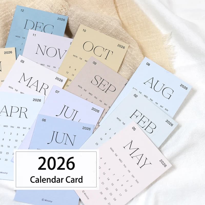 12 fogli 2026 Calendario Carta A5 A6 A7 Notebook a fogli mobili Planner Journal 2026 Calendario Accessorio Forniture di cancelleria per ufficio