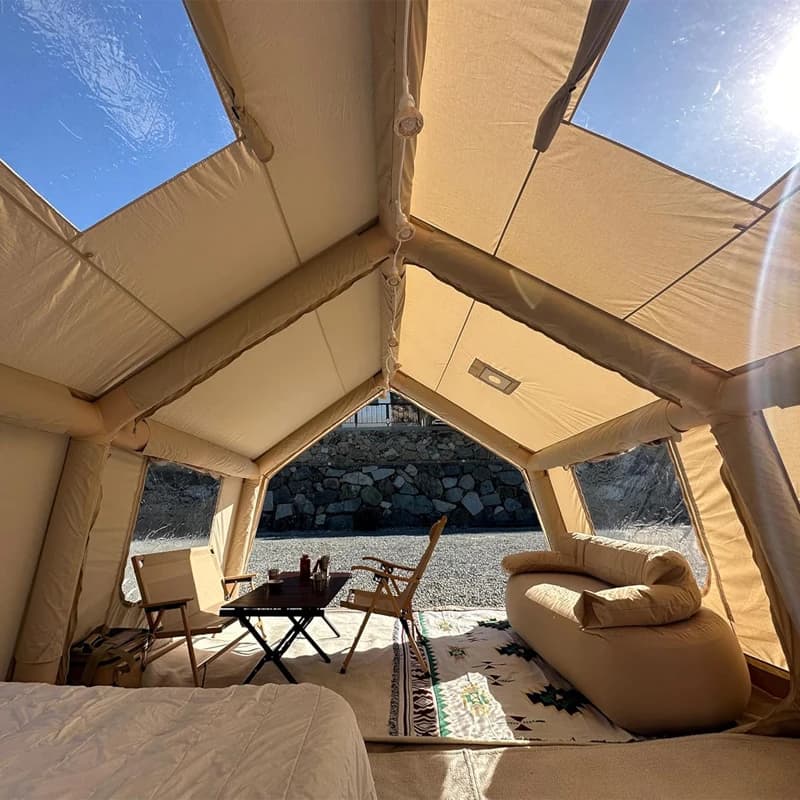 8/10 Persons 2 Room Luxury Blow up Tent Easy Setup Large Inflatable House Tents for Camping with Stove Jack and Pump
