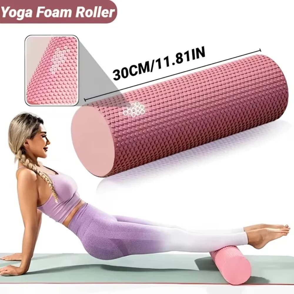 Nuovo Rullo in Schiuma per Pilates 30/45cm, Nero, Solido, Portatile, per Yoga e Massaggi, per Donne/Uomini