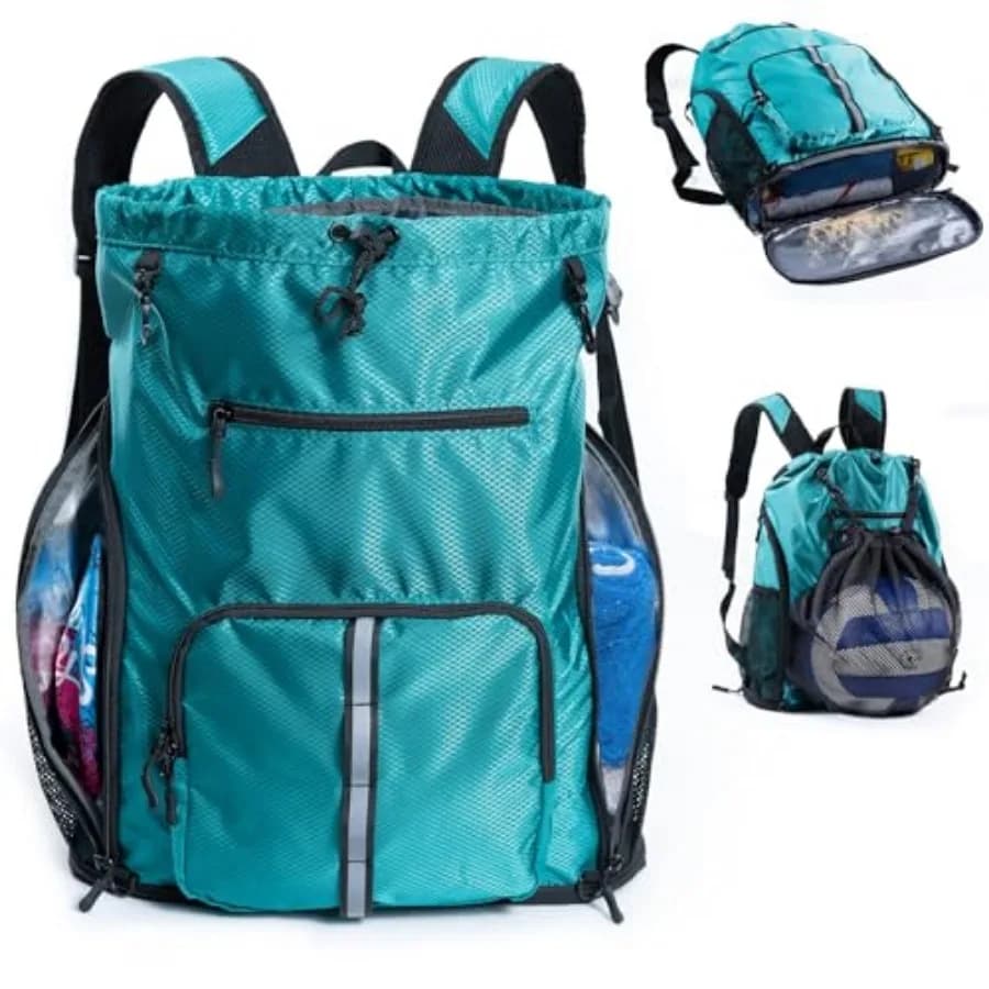 Grande Zaino da Spiaggia Impermeabile e Antisabbia - Borsa da Piscina Personalizzata con Coulisse e Scomparto per Scarpe, per Articoli da Toeletta e Asciugamani