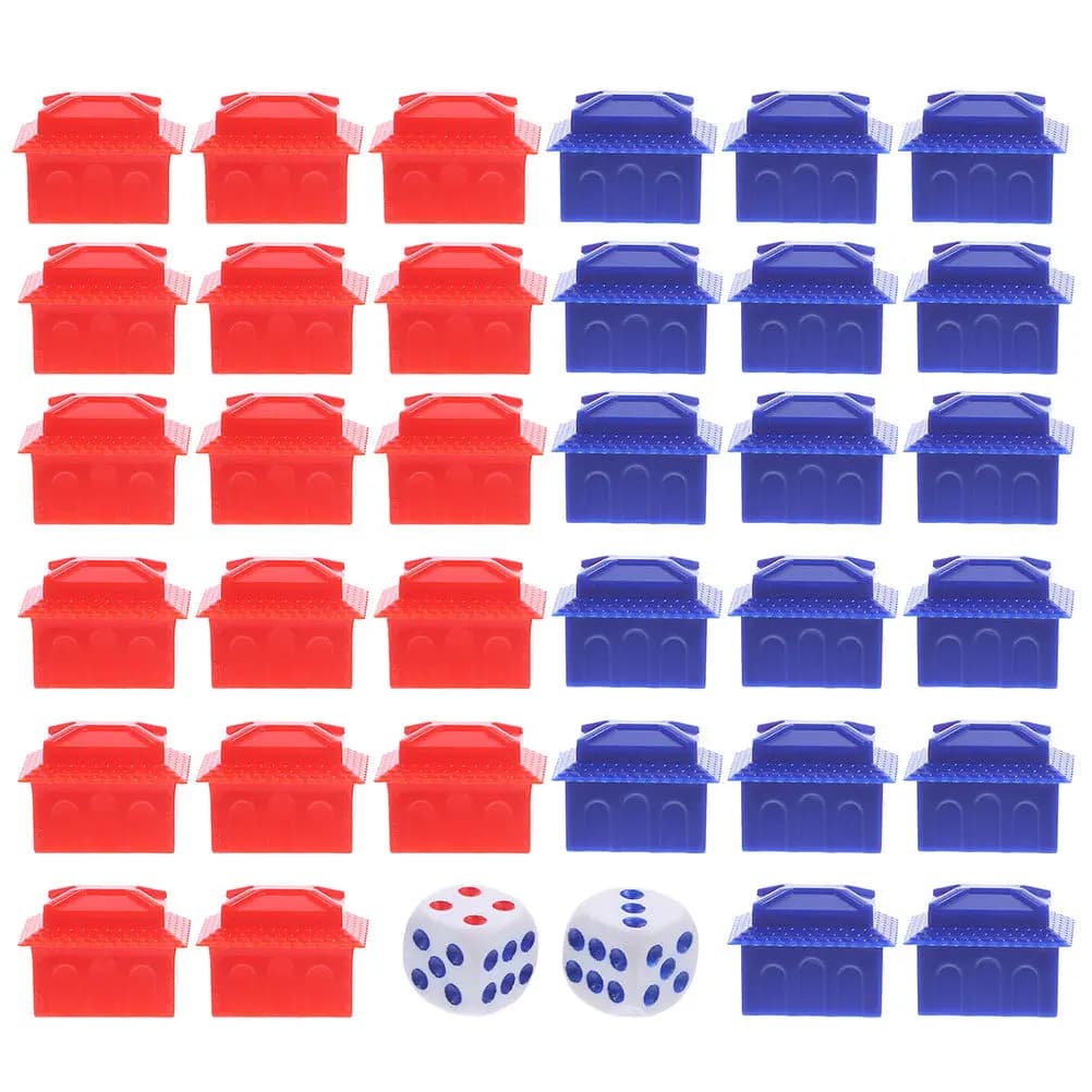 2 Set di Accessori Ricambi per Giochi da Tavolo: Pezzi di Scacchi, Token, Hotel e Case in Plastica