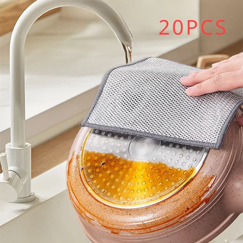 Panno per pulizia addensato Cucina Asciugamano magico per lavare i piatti Filo di acciaio metallico Straccio per pulizia Stufa a microonde Strumento pulito Panno da pesca