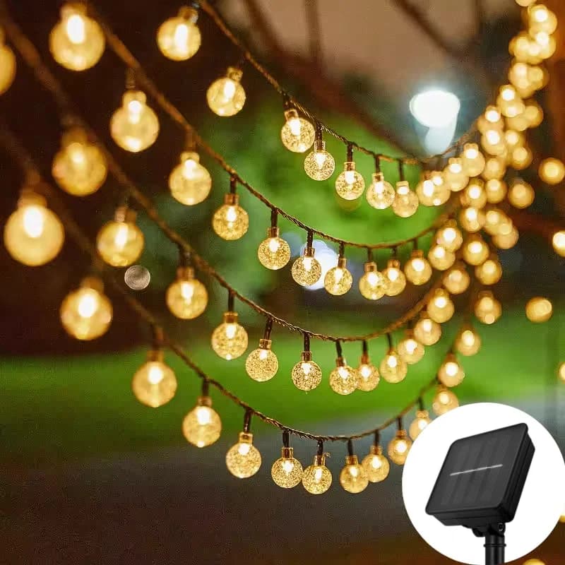 Luci a sfera a bolle solari Luci a corda Globo di cristallo per esterni Lucine a LED Decorazioni per matrimoni natalizi di Pasqua per feste in giardino