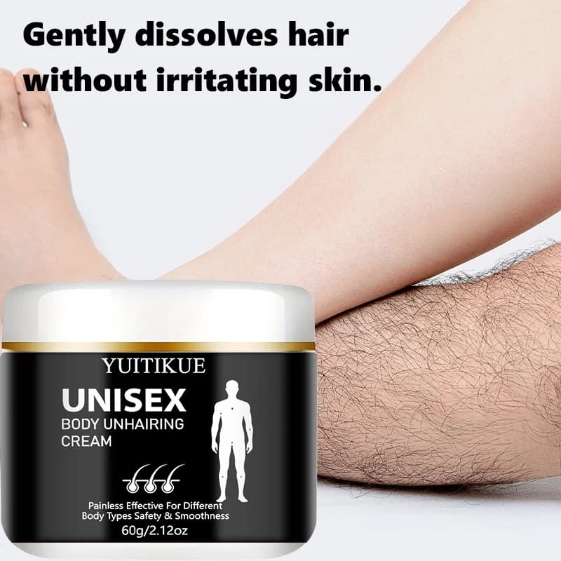 YUITIKUE Crema Depilatoria Unisex, Delicata e Non Irritante per Pelli Sensibili, Lascia la Pelle Liscia e Pulita, 60g