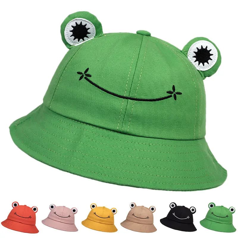 1pc Unisex Personality Frog Shaped Bucket Hat with Embroidery for Men and Women,Outdoor Casual Cap Sunscreen Hat for Parties