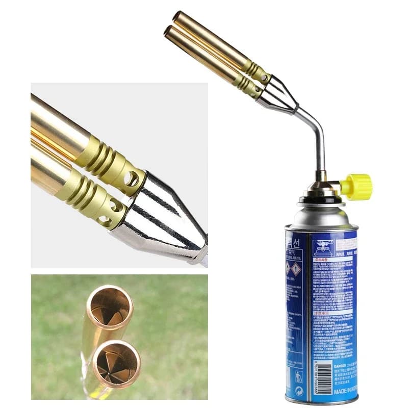 Pistola a fiamma a doppio tubo Saldatura di metalli Torcia a gas Accendino Bruciatore a butano Campeggio esterno BBQ Riscaldamento Accensione Lanciafiamme Strumento per griglia