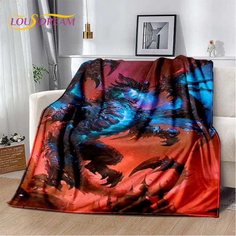 World of Warcraft,WOW ,Game Gamer Soft Plush Covered, flannel blanket for living room couch Picnic Cover