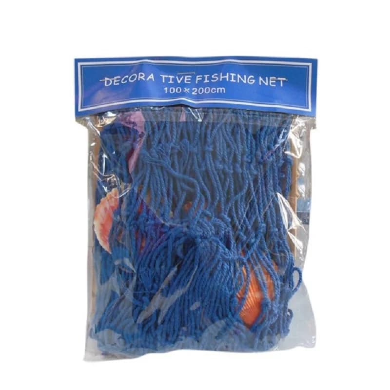 Rete da pesca decorativa da appendere alla parete con 12 conchiglie per la decorazione domestica Materiale in corda di cotone in stile mediterraneo Display fotografico fai-da-te
