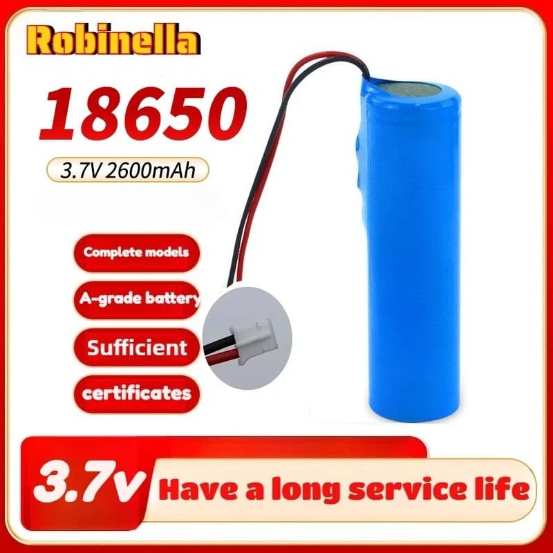 Batteria al litio ricaricabile 3.7V 18650 2600mah per luce LED Altoparlante Bluetooth Rasoi Tagliacapelli Batterie PH2.0-2P Spina