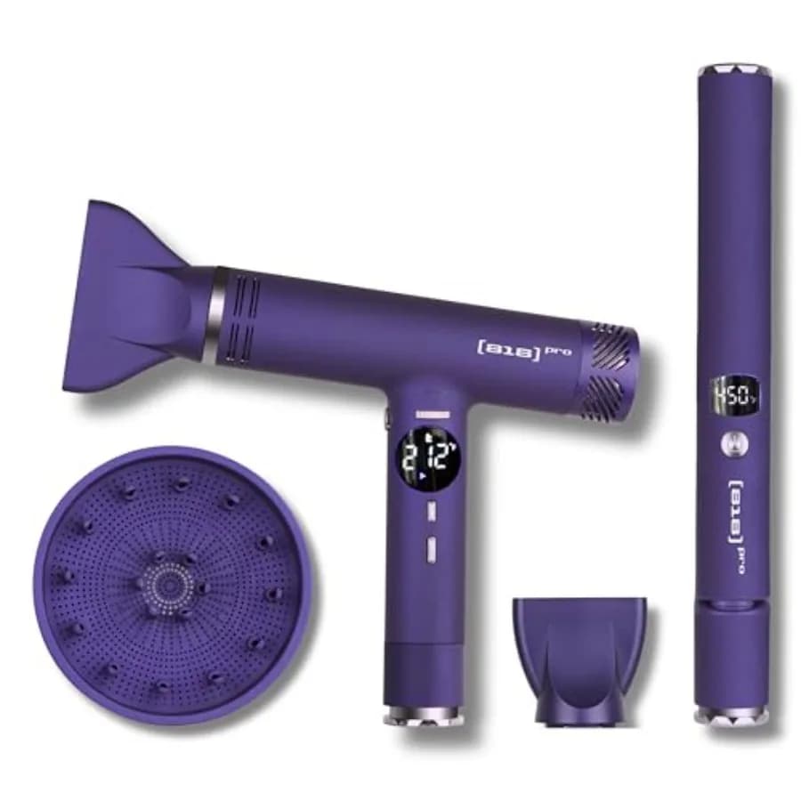 Set Hairdryer and Professional Plate for Daily Styling, XCell Ultralight Ionic Hair Dryer with Titanium Plate 2-in-1 to Straighten and curl