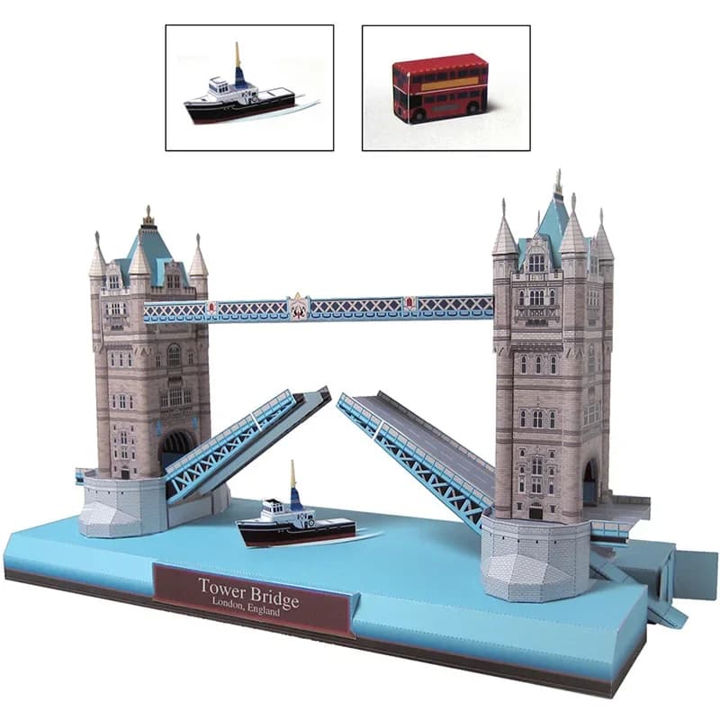 United Kingdom Tower Bridge 3D Paper Model Architectural Papercraft DIY Origami Building Teens Adult Handmade Craft Toys QD-154