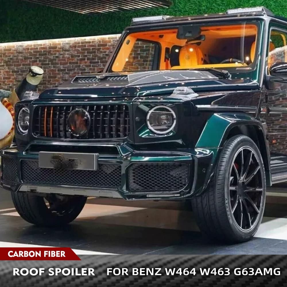 Reale In Fibra di Carbonio Auto Anteriore Tetto Spoiler Boot Lip Ala Spoiler Per Mercedes-Benz Benz W464 W463 G63AMG 2019UP Con Luce