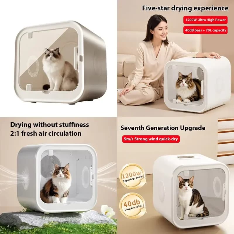70L large capacity pet hair dryer chassis ultra-quiet pet hair dryer case low noise and dog hair dryer household