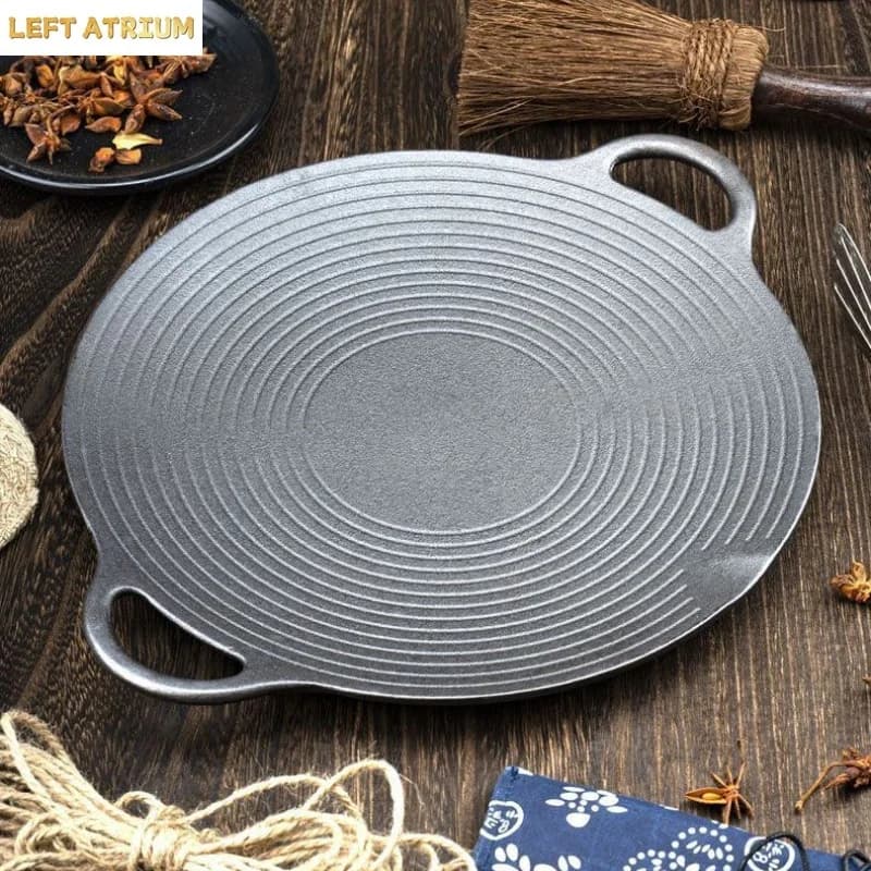 1PC Barbecue Pan Cast Iron Frying Pan Induction Cooker Barbecue Uncoated Korean Outdoor Festival Party Commercial Use