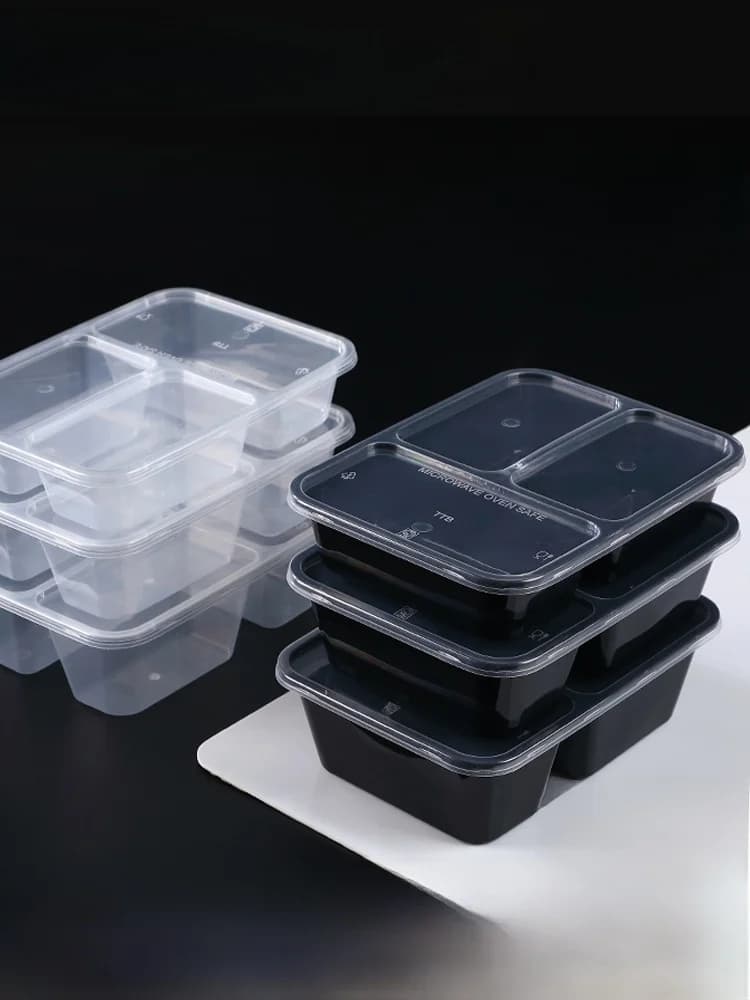 Contenitore Monouso Rettangolare in Plastica Trasparente per Asporto, Spesso, Nero, Commerciale, Adatto al Microonde