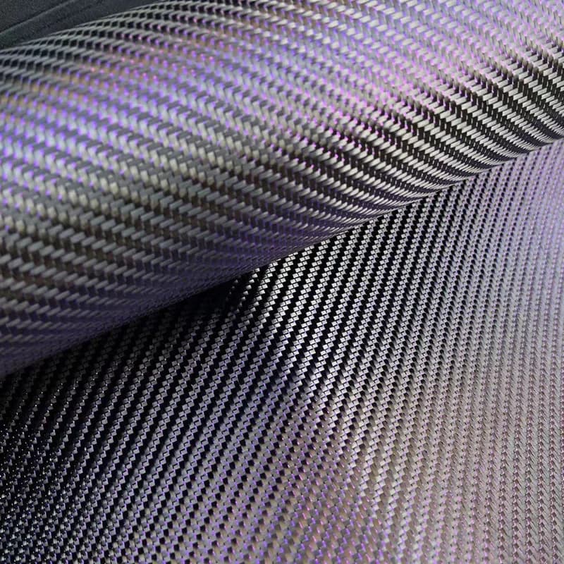 3k 200g 2x2 twill semplice vera fibra di carbonio e filo metallico tessuto misto rosso, blu, viola e verde