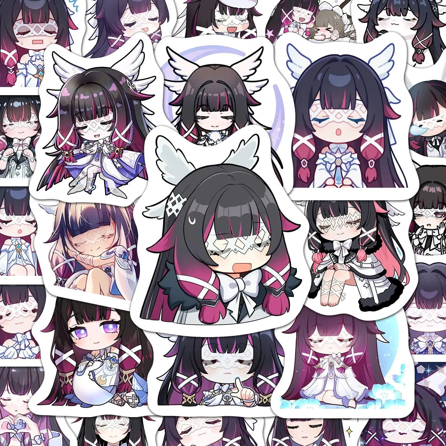 60Pcs Genshin Impact Columbina Anime Student Stickers Decoration Laptop Phone Suitcase Notebook Label Stationery Sticker