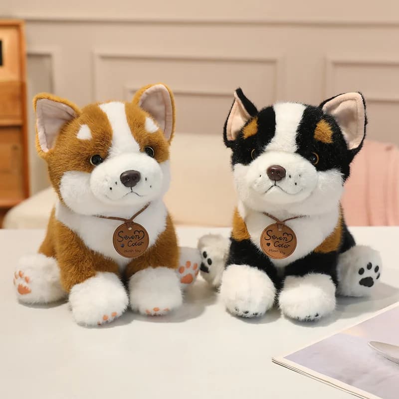Peluche Corgi Kawaii da 30 cm, adorabili cani di peluche con etichetta, morbidi cuscini a forma di animale, simpatiche bambole a forma di cane per bambini, regalo per bambine.