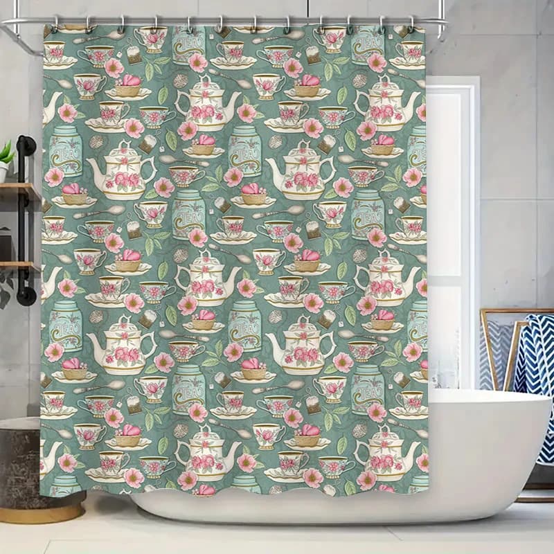 Tenda da doccia rosa scintillante con design 'Jasmine' per l'arredamento del bagno Set tappetino da bagno rosa scintillante Idea regalo perfetta