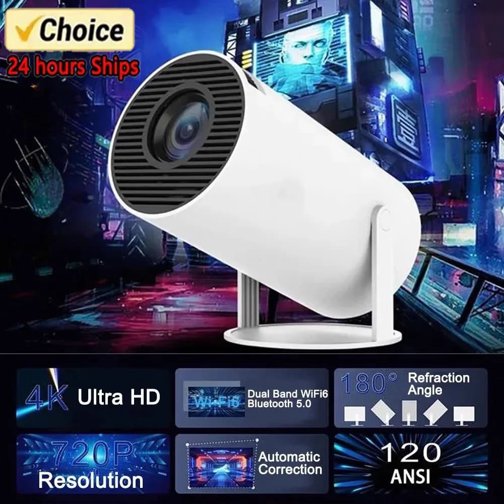 Proiettore HiFi HY300 4K Android 11 Dual Wifi6.0 BT5.0 H713 280ANSI 720P Altoparlante audio cinematografico incorporato Mini proiettore portatile