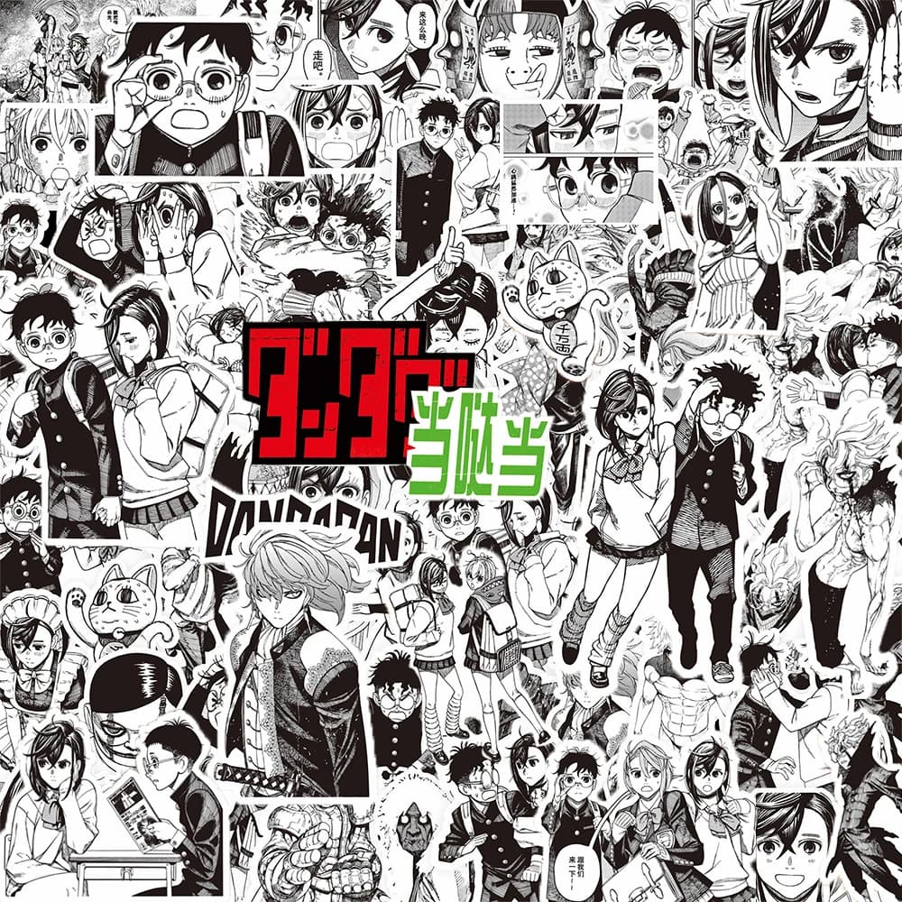 10/30/80 Pezzi Adesivi Anime Momo Ayase Dandadan Bianco e Nero, Decalcomanie Impermeabili per Laptop, Moto, Custodie per Telefono, Skateboard