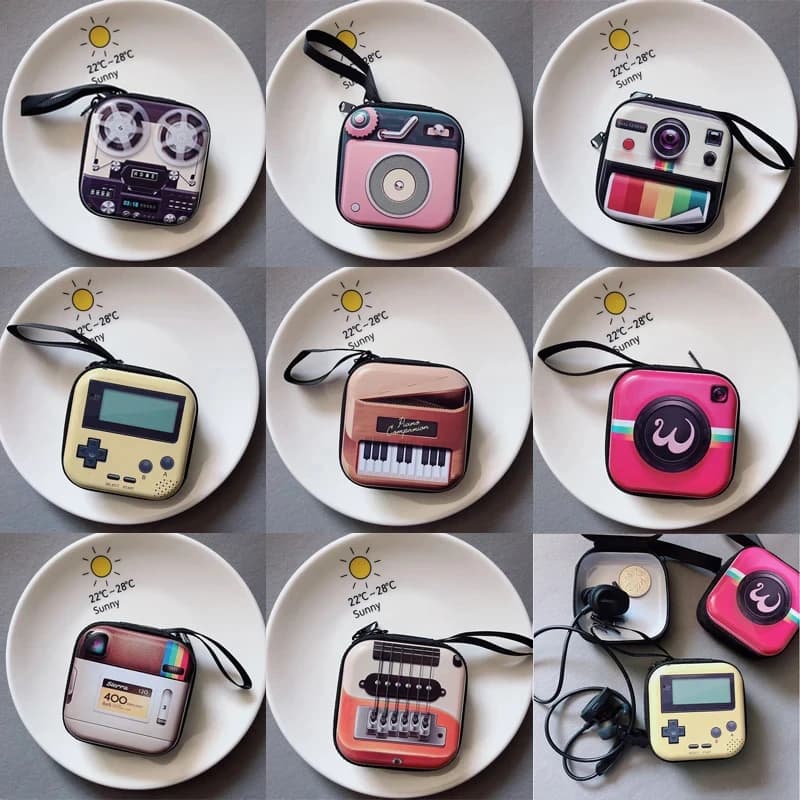 Mini portable earphone bag for headphone case for USB cable storage bag for auricular transport bag for Airpods case